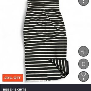 Bebe Monochrome Striped Pencil Skirt